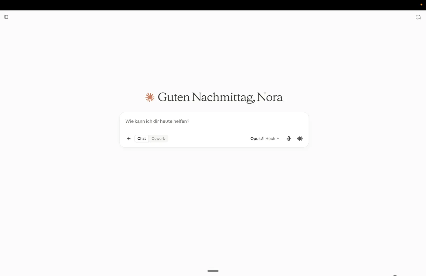 Ein Chat in Claude mit dem Geist-Symbol rechts oben, über das sich der Inkognito-Chat starten lässt.